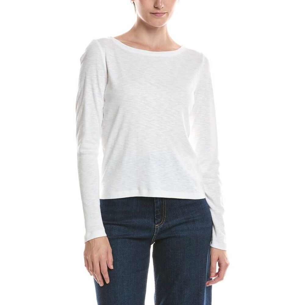 Nic & Zoe Womens  Solid Cape Rib Modern Boat T-Shirt, White